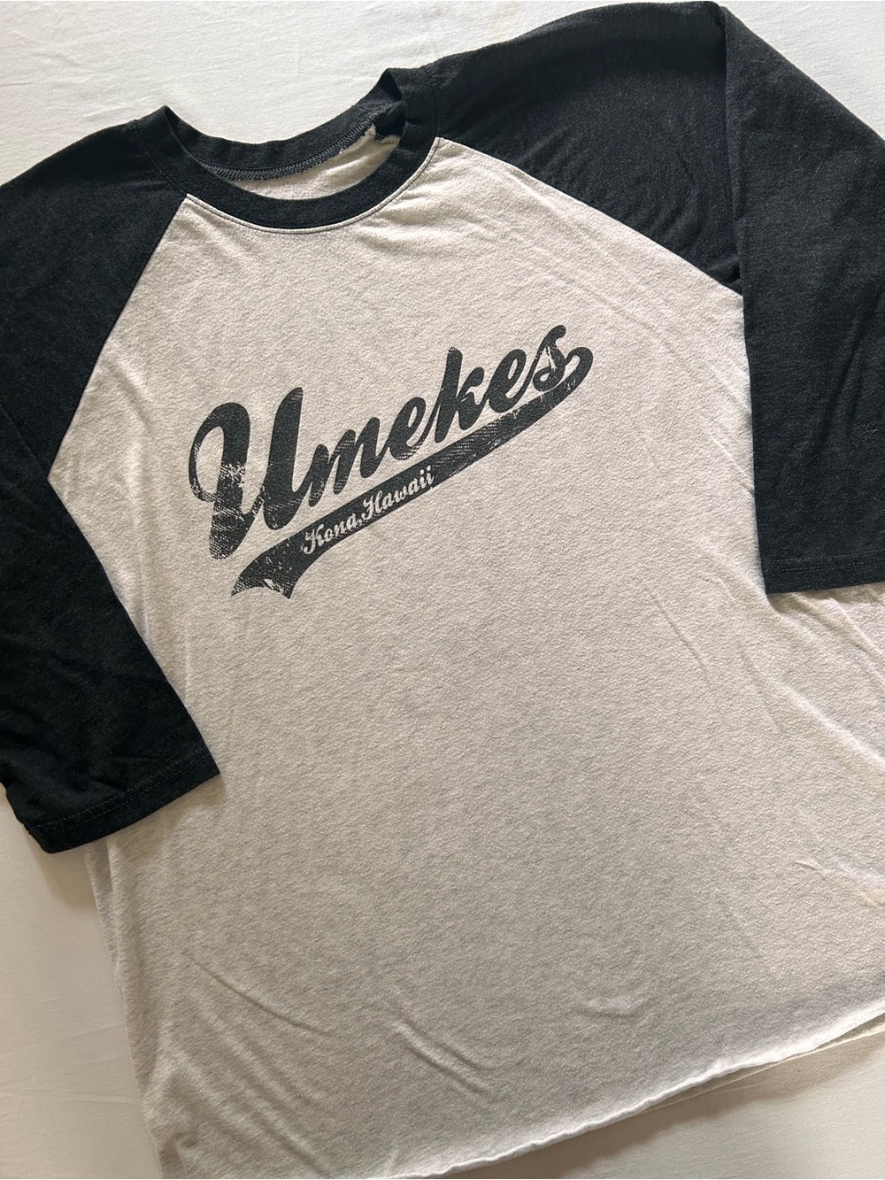 Umekes Kona Hawaii Raglan Tee XL Black White Hawaii Restaurant